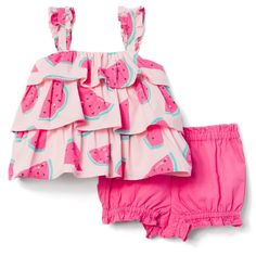 Playful Pink Ruffled Shorts, Playful Short Bloomers For Summer, Summer Cotton Diaper Cover With Ruffles, Playful Summer Short Bloomers, Playful Ruffled Shorts, Cute Cotton Bloomers For Beach, Summer Playtime Ruffle Bloomers, Cotton Ruffled Bloomers For Playwear, Summer Cotton Bloomers With Ruffles