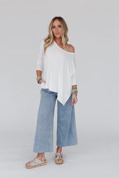 All Things New Oversized Top - White | Three Bird Nest Casual Slouchy Top For Summer, Bohemian Style Relaxed Fit Top For Everyday, Bohemian Relaxed Fit Top For Everyday, Bohemian Tops With Relaxed Fit For Everyday, Chic Oversized T-shirt For Fall, White Slouchy Top For Spring, Versatile Oversized T-shirt For Spring, White Oversized Bohemian Tops, Oversized White Bohemian Tops