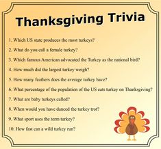 a thanksgiving trivia with an image of a turkey