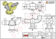 an image of a drawing of a yellow valve with the words,'design and technical drawings