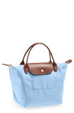 Longchamp 'Mini Le Pliage' Handbag Packable Shoulder Bag For Travel, Coated Canvas Travel Pouch Bag, Classic Everyday Packable Bag, Blue Packable Travel Bag, Classic Packable Bags For Travel, Classic Packable Bags For Daily Use, Travel Packable Rectangular Shoulder Bag, Travel Shoulder Bag With Detachable Handle, Packable Pouch Bag For On-the-go