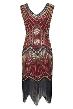 This elegant dress is classic vintage look for a modern woman. The eyecatching design features art deco print and unique vintage style which bring you back to the roaring twenties. Features: V neck style Sleeveless design Side zipper closure Blinking beads and sequins 1920s Dress Vintage, Gatsby Dresses, Sequin Costume, Great Gatsby Dresses, 1920s Dresses, Carnival Dress, The Roaring Twenties, Gatsby Dress, Art Deco Print