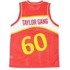 Vintage Embroidered 60 Logo/Vintage Embroidered Taylor Gang 60 Logo On Red Basketball Jersey Red Embroidered Streetwear Tops, Red Embroidered Tops For Streetwear, Red Tops With Embroidered Graphics For Streetwear, Red Retro Tops For College, Retro Red Tops For College, Retro Red College Tops, Red Throwback Style College Tops, Throwback Red College Top, Red Throwback Style Top With Graphic Print