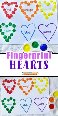 fingerprint hearts with different colors and shapes to make them look like they are painted