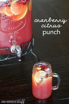 the cranberry citrus punch is ready to be served