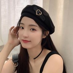 Material: Cotton Trendy One-size Beret Cap, Trendy One Size Fits Most Beret Cap, Trendy One-size-fits-most Beret Cap, Trendy One Size Fits Most Beret, Retro Black Beret For Winter, Trendy Brimmed Beret For Fall, Trendy Fall Beret Cap, Trendy Fall Beret, Trendy Adjustable Brimmed Beret