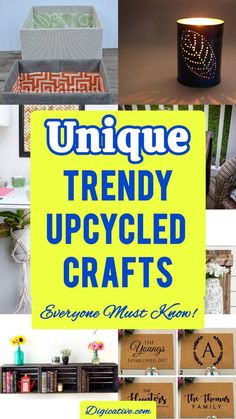 unique trendy upcycled crafts are featured in this postcard collage