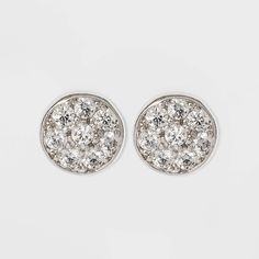 Bring a little sparkle to your style with the Cubic Zirconia Disc Button Earrings. These sweet stud earrings bring the right amount of shine with the cubic zirconia-encrusted discs, while being subtle enough to work with any outfit. If you’re not satisfied with any Target Owned Brand item, return it within one year with a receipt for an exchange or a refund. Color: silver. Gender: female. Age Group: adult. Pattern: Solid. Target Store, Expensive Jewelry Luxury, Jewelry Luxury, Button Earrings, Expensive Jewelry, Earrings Studs, 365 Days, Dream Board, Diamond Earrings Studs