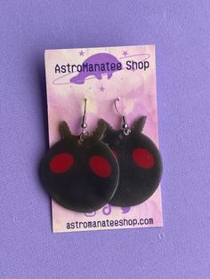 Cute Mothman, Shrinky Dink, Earrings Double, Plastic Earrings, Shrink Plastic, Colorful Earrings, Stainless Steel Earrings, Chicago Il, Handmade Earrings