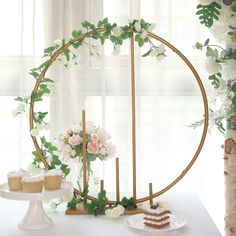 24inch Gold Metal Round Floral Table Wedding Arch Hoop Stand With Pillars Standing Balloon, Hoop Centerpiece, Centerpiece Stand, Balloon Arch Frame, Flowers Balloons, Round Table Sizes, Event Tables, Arch Frame, Balloon Frame