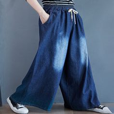 Loose Wide-Leg Drawstring Jean Pants Overalls Plus Size, Drawstring Jeans, Instagram Dress, Jean Pants, Tank Top Camisole, Wide Legs, Overall Dress, Pants Jeans, Wide Leg Denim