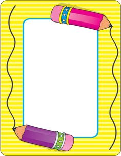 a colorful frame with two pencils on it and the bottom one has a blue border