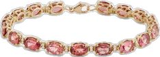 Elegant Gold Tourmaline Bracelets, Elegant Pink Tourmaline Bracelets, Gold Oval Bracelet With Gemstone, Bracelet With Diamonds, Pink Tourmaline, Tourmaline, Diamonds, Yellow Gold, Bracelet