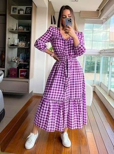 Dress Rayon, Tartan Dress, Modest Fashion Outfits, Romantic Style, Girly Fashion, Girly Outfits, Modest Fashion, Beautiful Outfits, Summer Outfits