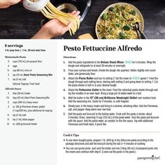 the recipe for pesto fettuccine alfredo is shown in an article about how to make it