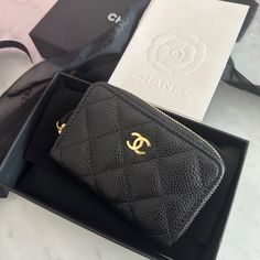 New With Box And Paper Bag, 2022 Christmas Package Chanel Classic Zipped Coin Purse, High-end Black Wallet For Everyday Use, Elegant Pouch Wallets With Original Box, High-end Black Rectangular Wallet, Luxury Black Pouch Wallet, Black Luxury Rectangular Wallet, Luxury Black Wallet For Gift, Chic Black Wallet For Shopping, Chanel Small Wallet