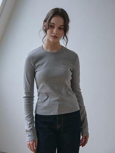 Composition : COTTON 95% POLYURETHANE 5%Color : GREY,NAVYCountry of Origin : KOREA Basic Gray Long Sleeve Top, Basic Gray Long Sleeve T-shirt, Basic Long Sleeve Gray T-shirt, Classic Heather Grey Tops For Fall, Classic Heather Grey Fall Top, Heather Grey Fitted Long Sleeve Top, Classic Heather Grey Fall Tops, Fitted Long Sleeve Heather Grey Top, Classic Heather Grey Cotton Top