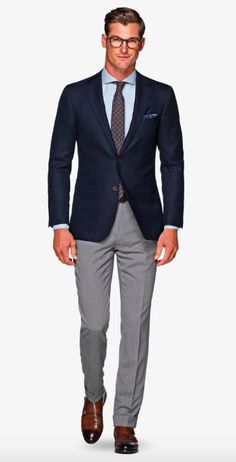 Blue Blazer Outfit Men, Blue Blazer Outfit, Terno Slim Fit, Grey Pants Men, Blazer Outfits Men, Preppy Boys, Mens Blazer