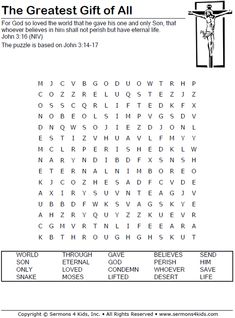 the greatest gift of all word searcher printable worksheet for kids and adults