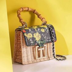 Brand New With Tags. Faux Bamboo Handle Chain Strap, 21"L Drop Dimensions: 7"W X 2"D X 6"H Clasp Closure One Interior Pocket Lined Interior Ted Baker Bag, Mini Basket, Wicker Bags, Bamboo Handles, Crossbody Clutch, Faux Bamboo, Floral Color, Black Crossbody, Black Quilt