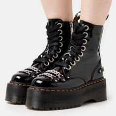 Dr. Martens, 6 / 4, 7 / 5, 10 / 8, 9 / 7 (Us Women's / Uk Size), Regular (Size Type), Black Patent Lamper, New With Tags: A Brand-New, Unused, And Unworn Item (Including Handmade Items) In The Original Packaging (Such As The Original Box Or Bag) And/Or With The Original Tags Attached, Patent Leather, Leather, And Textile Upper. Patent Jadon Boots, Chain Detail Round Toe Boots For Streetwear, Chain Detail Boots With Round Toe For Streetwear, Chain Detailed Round Toe Boots For Streetwear, Edgy Boots With Chain And Round Toe, Edgy Boots With Chain Strap And Round Toe, Edgy Chain Boots With Round Toe, Leather Boots With Chain Strap And Round Toe, Jadon Patent Leather Platform Boots