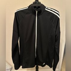 Adidas Jacket Womens Xl Black White Full Zip Up Golf Suittrack Sweater Sweatshirt. Nwot. Measurement In Pictures. Adidas Long Sleeve Track Jacket Athleisure, Adidas Long Sleeve Track Jacket In Athleisure Style, Adidas Long Sleeve Athleisure Track Jacket, Adidas Long Sleeve Track Jacket For Athleisure, Black Functional Outerwear With Three Stripes, Adidas Jackets, Utility Jacket, Black Adidas, Adidas Women