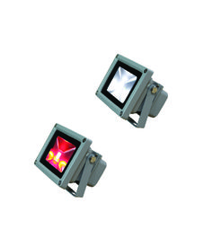 two square lights with red and yellow designs on the front one has a white background