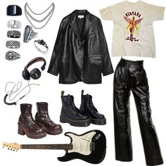 Outfit Inspo Doc Martens, Rocker Girl Outfits, Outfits Rockstar, Black And White Clothes, Music Alternative, Concert Outfit Rock, Outfit Ideas Aesthetic, Rock Star Outfit, Rockstar Style