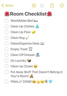 A grest list to help you clean your room! 🌺 How To Start Cleaning Your Room, Inspiration To Clean Your Room, How To Tidy Your Room, New Room Checklist, Clean Room Checklist Bedrooms, How To Make Your Room Cuter List, Clean Room List, Deep Clean Room Checklist