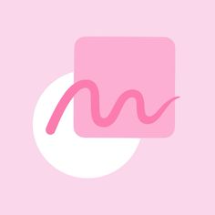 a pink square with the letter n in it's center and a white circle behind it