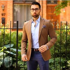 Tan Blazer Outfits, Mens Business Casual Outfits, Formal Clothing, Formal Men Outfit, Navy Dress Pants, Formal Fashion