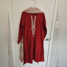 Pakistani Dress Red 3 Pc Embroided Cotton Suit Khaadi Size 10 Khaadi 3 Pcs Embroided Suit Red And White Contrast Measurements: Shirt Length 41.5" Sleeves Length 22" Chest (Armpit To Armpit) 19" Trouser Length 35" Dupatta Length 88" Dupatta Width 42" Red Floral Embroidered Kurta For Eid, Red Floral Embroidery Kurta For Eid, Red Straight Kurta With Embroidered Border, Red Unstitched Suit With Floral Embroidery For Eid, Unstitched Red Kurta With Embroidered Border, Red Unstitched Suit With Floral Embroidery, Elegant Red Unstitched Suit With Floral Embroidery, Red Floral Embroidered Unstitched Suit, Red Floral Embroidery Unstitched Suit