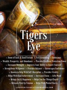 tiger eye stones with the words tigers eye above them