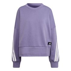 adidas W Fi 3s Crew Stripe Sports Round Neck Pullover Long Sleeves Hoodie Purple HC1640 (Women's) Hoodie Purple, Stylish Sneakers, Long Sleeve Hoodie, Perfect Pair, Round Neck, Long Sleeves, Adidas, Sports, Sneakers