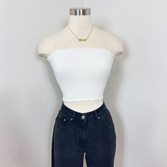 95% COTTON 5% SPANDEX Smocked Tube Top Stretchy Smocked Tube Top, Tube Top, Strapless Top, Spandex, Women's Top, White