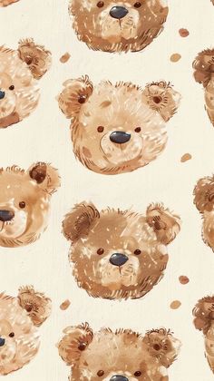 a painting of brown teddy bears on a white background