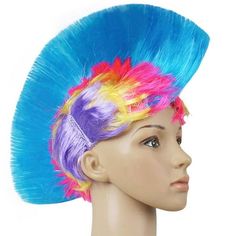 Fashion Cocktail Rainbow Wig Curly Hair Costume Colorful Wigs For Women And Girls Anime Costumes Halloween Role Play Wig Wigs Colorful Straight Hair Girls Easter Party Features: This product is made of high quality synthetic heat fiber, no, no, soft, light and super smooth hair. Measures about 40 cm long and can be cut to its own length to add amazing color and hair. Easy to use. Halloween wig for role play. Different colors support different hairstyles. Match your style and add fun. Can stay fo Fancy Dress Ball, Rainbow Wig, Mohawk Hairstyles, Rainbow Sky, Punk Hair, Fluffy Hair, Easter Girl, Cap Hair, Different Hairstyles