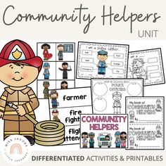 the community helpers unit is filled with pictures and text