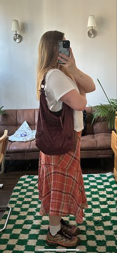 vintage plaid maxi, balenciaga city bag hobo, solomons Hobo Bag Outfit, 23 Style, Slouch Bags, City Bag, Vintage Plaid, Late Summer, Balenciaga City Bag, Dream Wardrobe