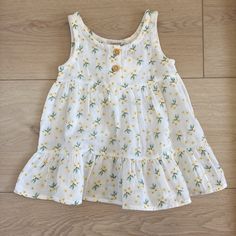 Nwt! 100% Cotton Cute Yellow Sundress With Ruffles, Cute Yellow Ruffled Sundress, Yellow Sleeveless Sundress For Playtime, Yellow Sleeveless Dress For Play, Yellow Summer Play Dress, Cute Yellow Sundress For Vacation, Yellow Summer Dress For Play, Casual Yellow Playwear Dresses, Casual Yellow Dresses For Playwear