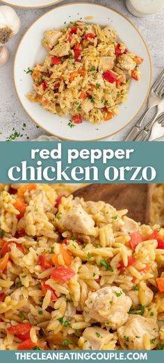 red pepper chicken orzo is an easy and delicious side dish