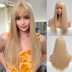 PRICES MAY VARY. 💗Comfortable & Natural: EMMOR’s long straight wig not also looks natural, but it is soft, skin-friendly, comfortable and breathable, not easy to tangle, not easy to fall off, which is very important for long straight wig! It can be perfect with any clothing, make you full of charm and become the focus of the people. 💗Material:EMMOR chosen premium,soft and 100% high-quality heat-resistant synthetic fiber which is highly imitating human hair.It has no smell and can be styled aga Powder Pink Hair, Barbie Wig, Blonde Wig With Bangs, Beige Blonde Hair, Blonde Natural Hair, Pink Hair Color, Blond Ombre, Bangs For Women, Natural Hair Wigs