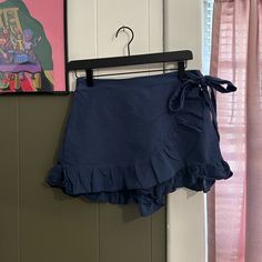 Never Worn! Looks Like Shorts From The Back & Skirt From The Front :) Wrap Skort, Back Skirt, Mini Wrap, Blue Skirt, The Back, Womens Skirt, Color Blue, Navy Blue, Skirt