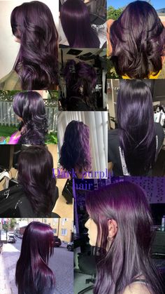 Photo collage of dark purple hair dye Short Wolf Haircut, Classic Pixie, Textured Pixie, Skunk Hair, Women Pixie Cut, Popular Short Haircuts, Wolf Haircut, Wine Hair