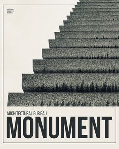 an architectural bureau poster with steps leading up to trees