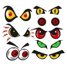 an assortment of eyes with different colors and shapes