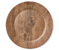 a wooden plate on a white background