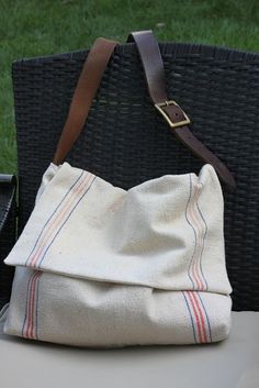 a white bag sitting on top of a table