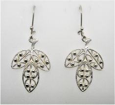 Sterling silver, 925, marked  filigree earrings  secure closure Vintage, circa 1940 Hand made 2 inches, 5 cm Fine gift Vintage Silver Filigree Earrings, Silver Filigree Victorian Earrings, Ornate Silver Filigree Earrings, Silver Filigree Earrings For Wedding, Victorian Silver Filigree Earrings, Silver Victorian Earrings With Intricate Design, Victorian Silver Earrings With Intricate Design, Victorian Style Silver Earrings For Pierced Ears, Victorian Silver Pierced Earrings