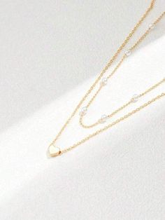 Style:Fashionable \nDetails:Heart \nDetails:Pearls \nGender:Women \nColor:Yellow Gold \n Pearl Heart Necklace, Casual Dating, Gold N, Pearl Heart, Women's Jewelry Sets, Casual Date, Bracelet Jewelry, Set For Women, Necklace Bracelet